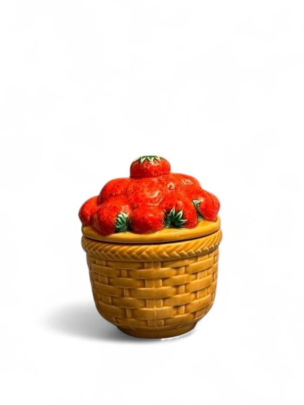 Hand painted Vintage Strawberry Basket Trinket Box